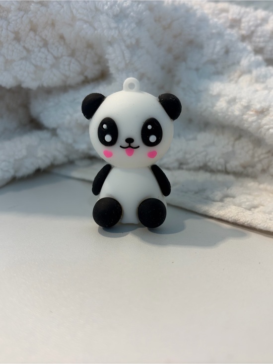 Other - Cute Panda Keychain Charm - Black & White with Pink Cheeks